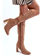 Dámské semišové kozačky na vysokém podpatku Kilrenita béžové - Seastar