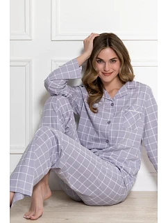Pyžamo Laveza 1782 Lila, dlouhé rukávy, velikosti M–2XL, rozepínací