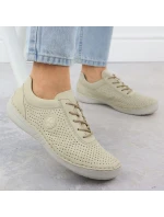 Dámské perforované béžové kožené polobotky model 21904669 - Rieker