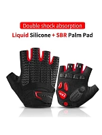 Cyklistické rukavice Rockbros S169BR L s gelovými polštářky - černo-červené