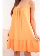 Dámské viskózové šaty na ramínkách s volánem a vázáním oranžové