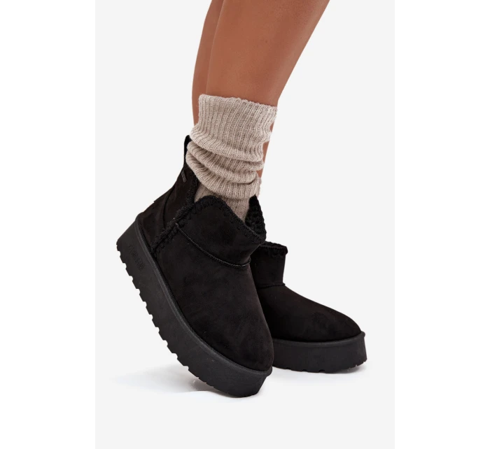 Dámské Sněhule Na Platformě S Prošitím Big Star SS274128 Černé Dámské Sněhule Na Platformě S Prošitím Big Star SS274128 Černé