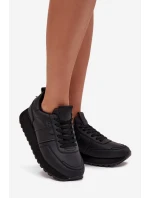 Dámské Kožené Tenisky Na Platformě Big Star OO274573 Hi-Poly System Černé Dámské Kožené Tenisky Na Platformě Big Star OO274573 Hi-Poly System Černé