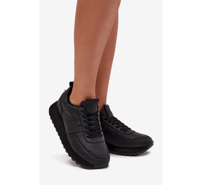 Dámské Kožené Tenisky Na Platformě Big Star OO274573 Hi-Poly System Černé Dámské Kožené Tenisky Na Platformě Big Star OO274573 Hi-Poly System Černé