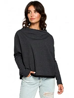 B094 Oversized top s výstřihem do V na zádech - grafitový