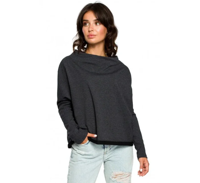 model 18001898 Oversized top s výstřihem do V na zádech grafitový - BeWear