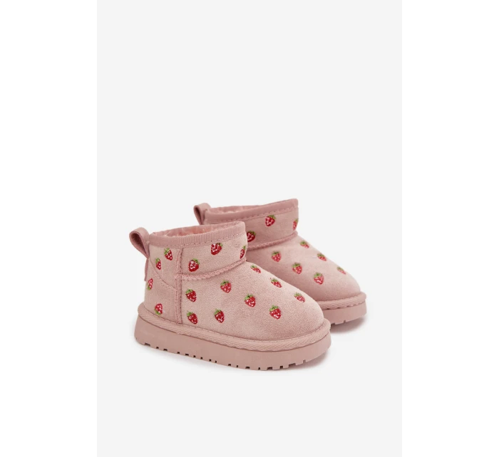 Dětské sněhule s jahůdkami Gracina – růžové Dětské sněhule s jahůdkami Gracina – růžové