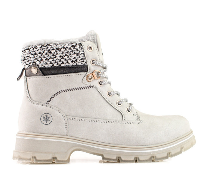 Trendy  kotníčkové boty dámské šedo-stříbrné na plochém podpatku