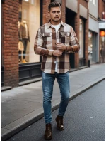 Pánská velbloudí kostkovaná flanelová košile Dstreet DX2674