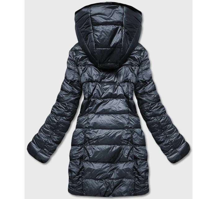 Oboustranná dámská bunda - kožíšek v grafitové barvě (b8052-70)