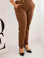 Dámské bavlněné kalhoty Plus Size s elastickým pasem camelové