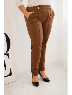 Dámské bavlněné kalhoty Plus Size s elastickým pasem model 21397638 - K-Fashion
