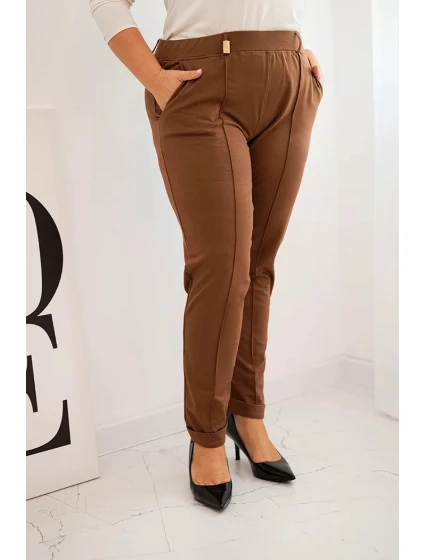 Dámské bavlněné kalhoty Plus Size s elastickým pasem model 21397638 - K-Fashion Dámské bavlněné kalhoty Plus Size s elastickým pasem model 21397638 - K-Fashion