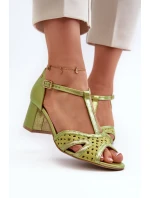 Dámské kožené sandály na podpatku model 21662550 - Maciejka