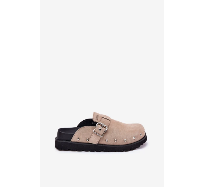 Semišové Pantofle Dámské Na Platformě Big Star RR274A376 Béžové Semišové Pantofle Dámské Na Platformě Big Star RR274A376 Béžové