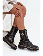 Lakované workery dámské s zlatým detailem zateplené černé model 21712830 - Boto Lakované workery dámské s zlatým detailem zateplené černé model 21712830 - Boto