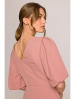 model 20966274 Šaty s puff rukávy růžové - STYLOVE