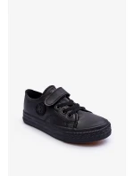 Kožené dětské tenisky na suchý zip, Černá Delmara Kožené dětské tenisky na suchý zip, Černá Delmara