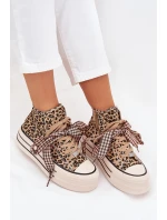 Dámské trampky se stuhou a zipem na platformě Mavara - panterka Dámské trampky se stuhou a zipem na platformě Mavara - panterka