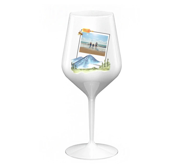 Personalizovaná nerozbitná sklenice s polaroidem z dovolené