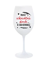 PROTOŽE VÁNOČNÍ DŮCH SE SÁM NEVYKOUZLÍ - bílá sklenice na víno 350 ml PROTOŽE VÁNOČNÍ DŮCH SE SÁM NEVYKOUZLÍ - bílá sklenice na víno 350 ml