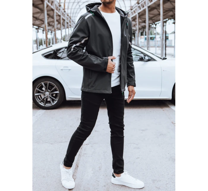 Pánská softshellová bunda s kapucí tmavě šedá Dstreet TX4481