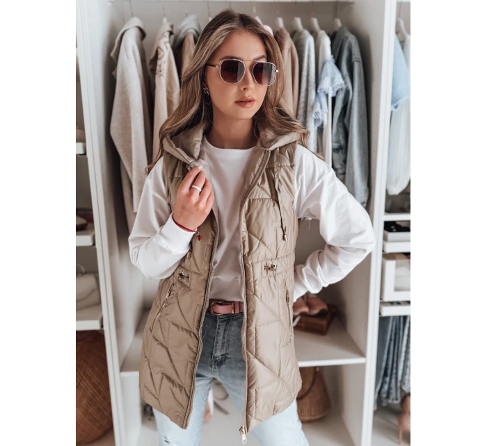 Dámská přechodná prošívaná vesta OLINVIA camel FashionStreet TY4835 Dámská přechodná prošívaná vesta OLINVIA camel FashionStreet TY4835