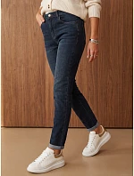 Jeansy damskie mom fit z wysokim stanem granatowe FashionStreet UY3249 Jeansy damskie mom fit z wysokim stanem granatowe FashionStreet UY3249