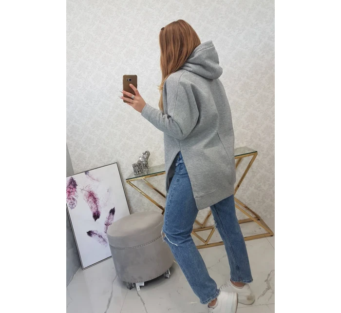 Zateplená mikina s bočními rozparky šedá Zateplená mikina s bočními rozparky šedá