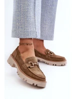 Dámské semišové mokasíny s ozdobou D&A TW117 hnědé Dámské semišové mokasíny s ozdobou D&A TW117 hnědé