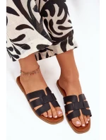 Dámské pantofle na plochém podpatku – černé Mirona