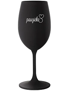 PAUZIČKA - černá sklenice na víno 350 ml