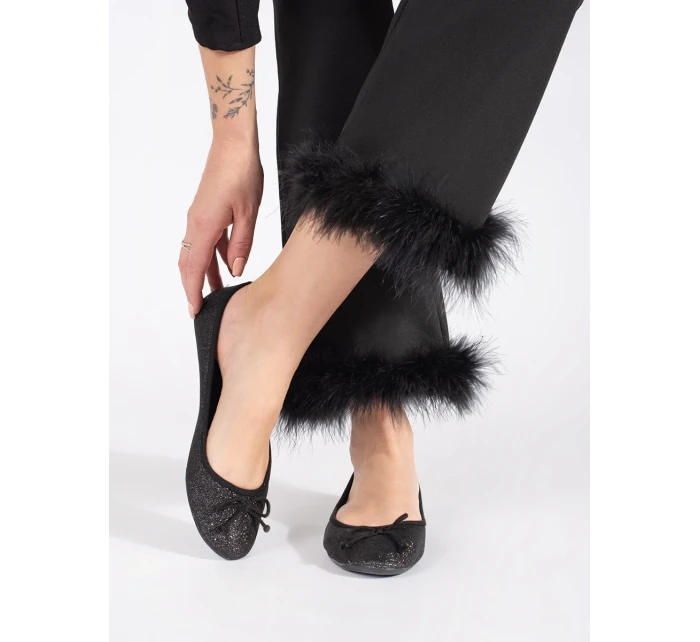 Exkluzívní černé baleríny dámské bez podpatku Exkluzívní černé baleríny dámské bez podpatku