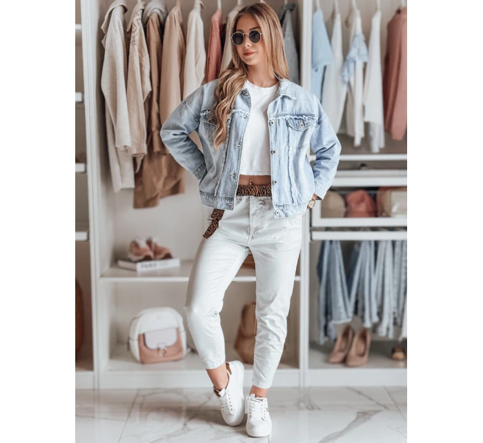 Dámské kalhoty s páskem MADELINA světle šedé FashionStreet UY2625