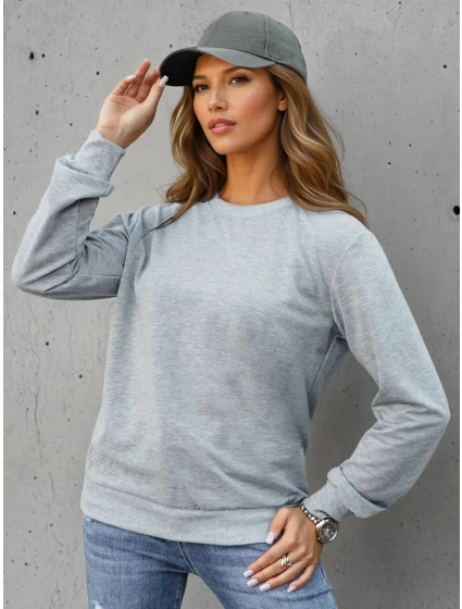 FashionStreet dámská klasická světle šedá mikina BY1544 FashionStreet dámská klasická světle šedá mikina BY1544