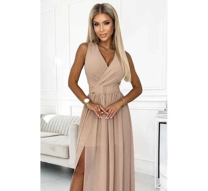 362-6 JUSTINE Dlouhé šaty s výstřihem a kosticemi - BEACH 362-6 JUSTINE Dlouhé šaty s výstřihem a kosticemi - BEACH