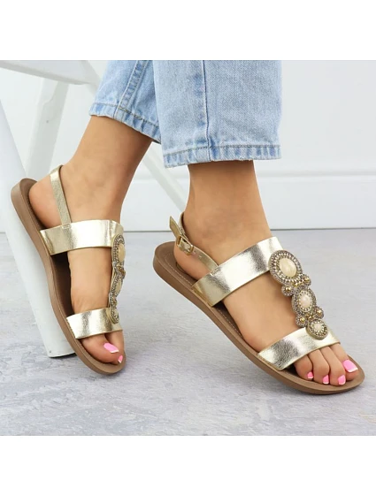 Dámské ploché sandály se zlatou ozdobou model 21905013 - FILIPPO