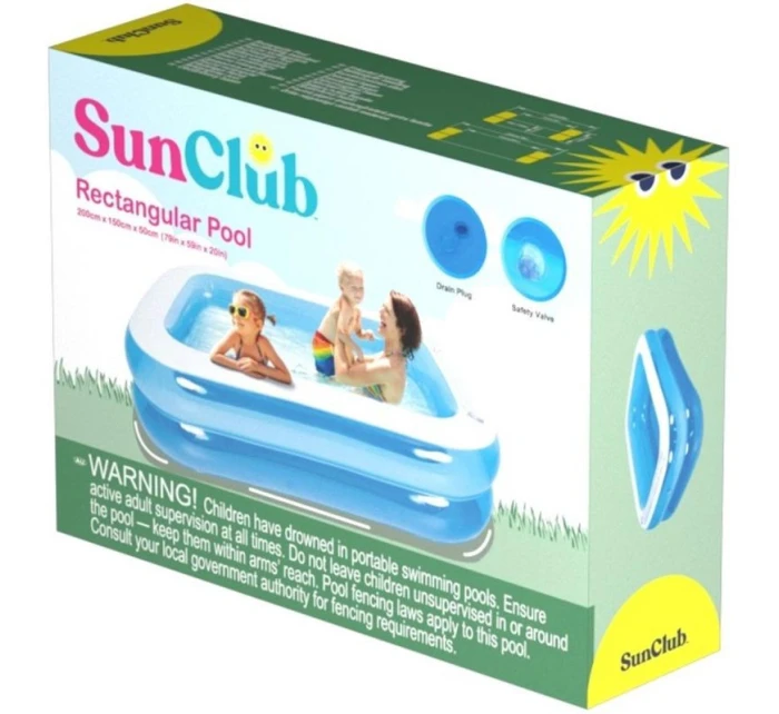 Rodinný obdélníkový nafukovací bazén 200x150x50 cm 51257