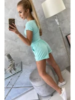 Bavlněná souprava se šortkami mint