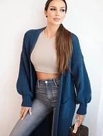 Dlouhý svetr kardigan tmavě jeansový