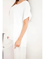 Dámský komplet Plus model 22147924 halenka a kalhoty se širokými nohavicemi ecru - K-Fashion
