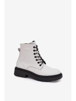 Zateplené dámské kotníkové boty z přírodní kůže model 21712314 bílé - SERGIO LEONE