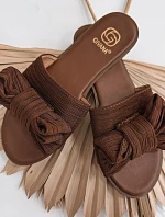 Dámské ploché sandály s mašlí Hnědé Amivelle