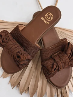 Dámské ploché sandály s mašlí Hnědé model 21937432 - Boto