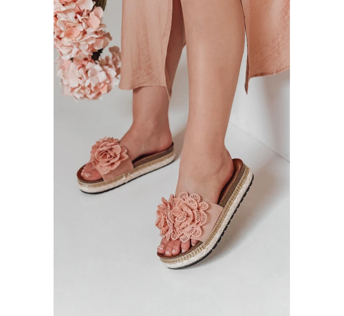 Dámské květinové žabky pink model 21989020 - Dstreet