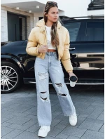 Dámská krátká zimní bunda s kapucí žlutá FashionStreet TY5360