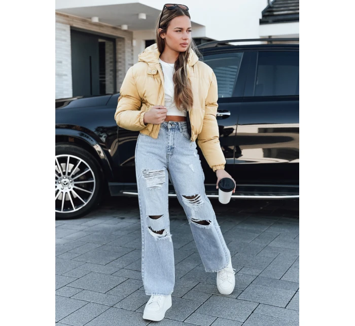Dámská krátká zimní bunda s kapucí žlutá FashionStreet TY5360