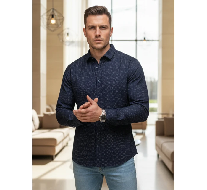 Koszula męska slim fit  granatowa model 22007683 - FashionStreet