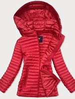 Červená prošívaná bunda s kapucí (LD-7218)