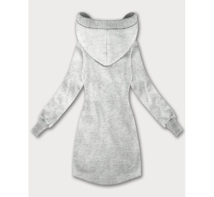 Světle šedá dámská mikina se svetrovými vsadkami LHD (AMG-172A)